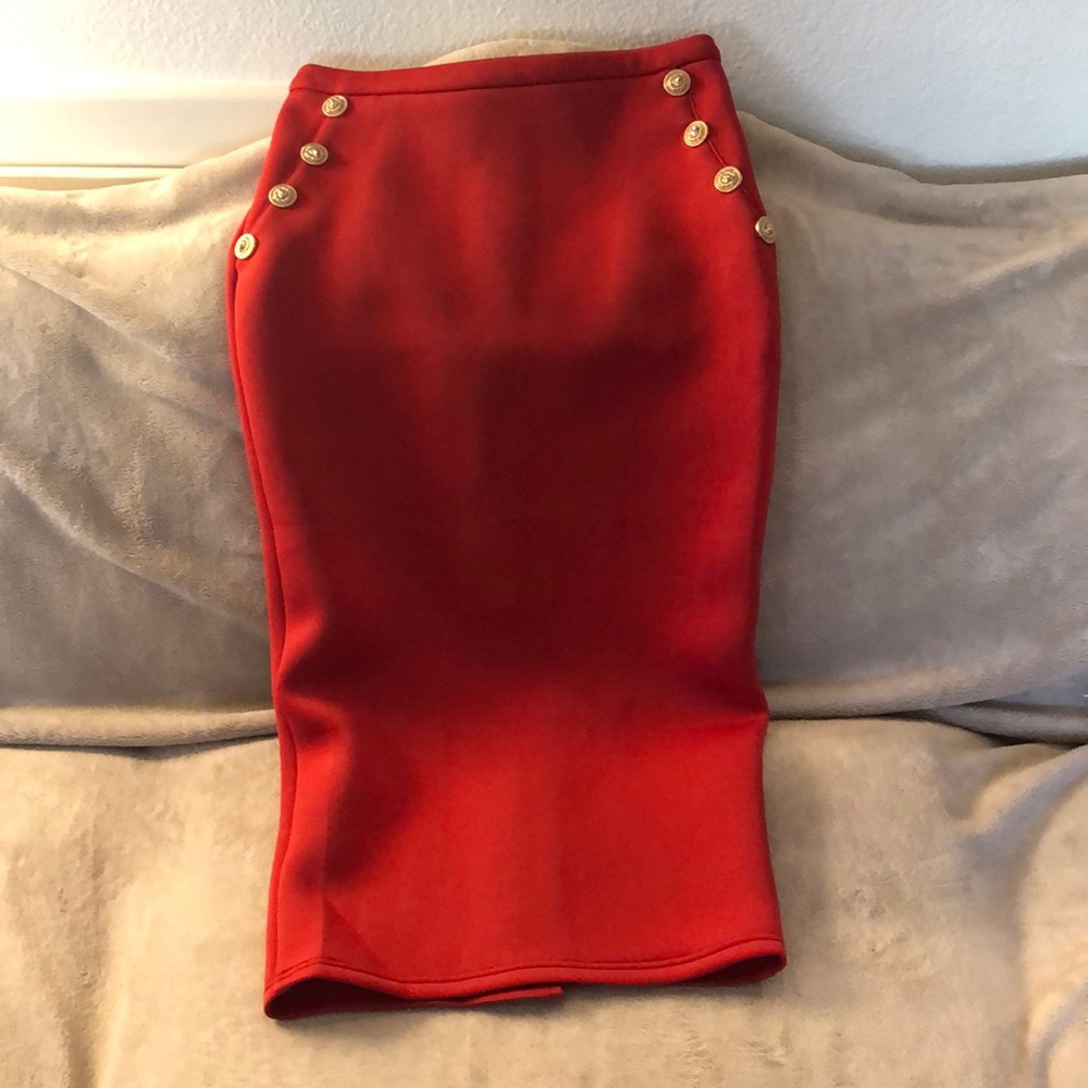 NWT WHY BodyCon Material Midi Red Skirt